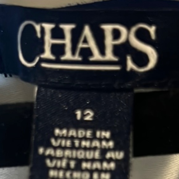 Chaps Navy and White striped A-Line floral Dress size 12 - Picture 2 of 10